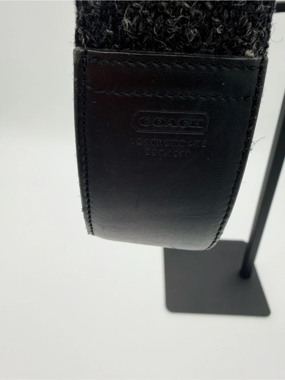 Coach Charcoal Wool Shoulder Bag Silver Hardware Demi Y2K 8125 Original Hangtag